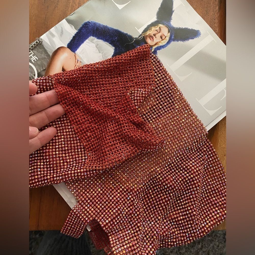 Rectangular Short Top With Red Straps And Crystal… - image 5